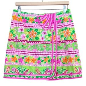 LILLY PULITZER Vintage Kendall Mini Wrap Skirt Size 6 Tropical Preppy Southern
